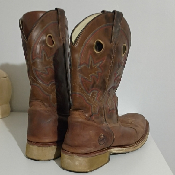 HH Double H Brown Leather Cowboy Boots Western Boots Size 14D - Picture 8 of 15